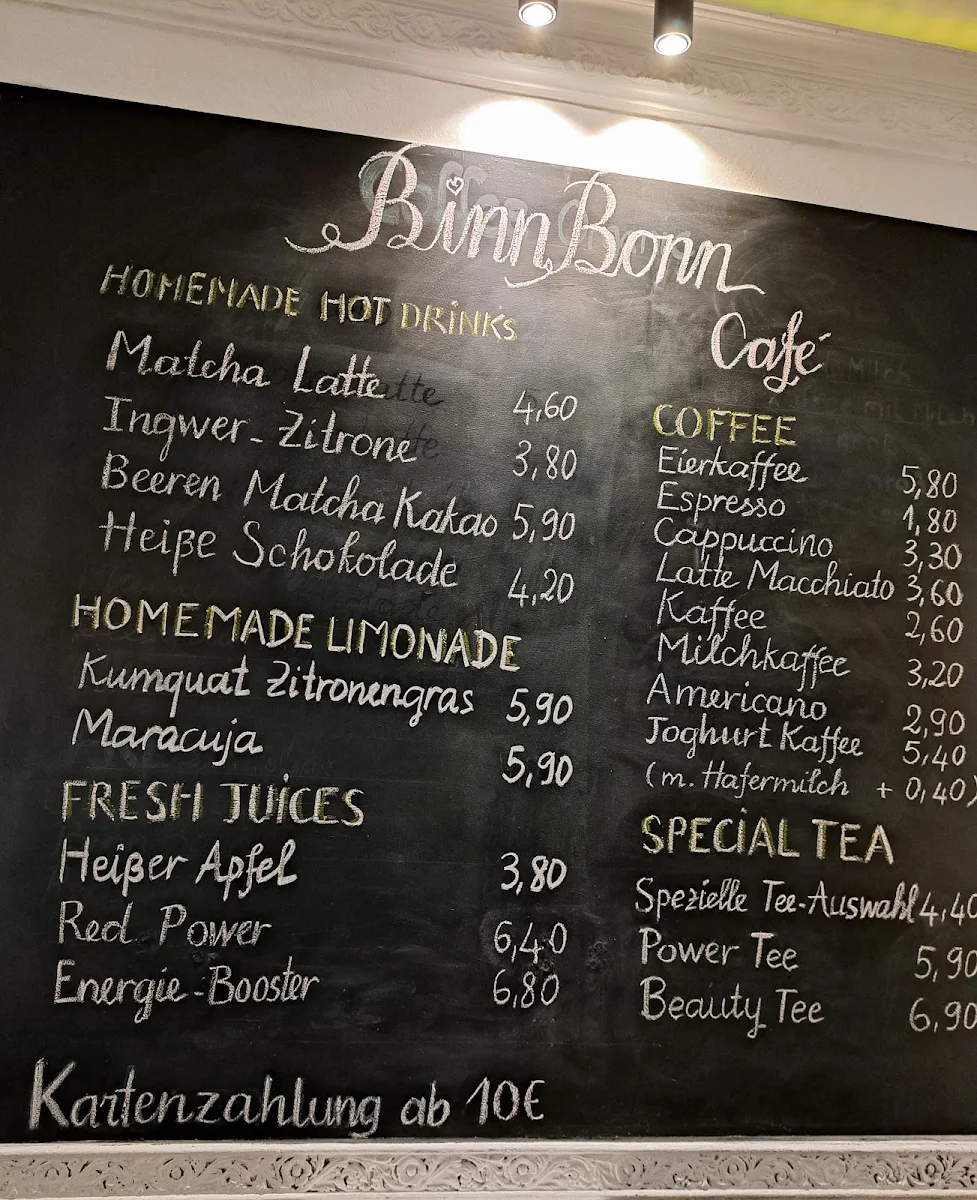 Speisekarte, BinnBonn Café