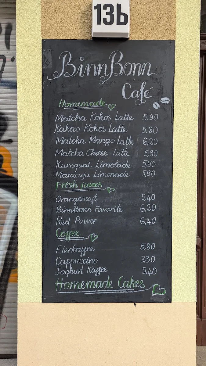 Speisekarte, BinnBonn Café