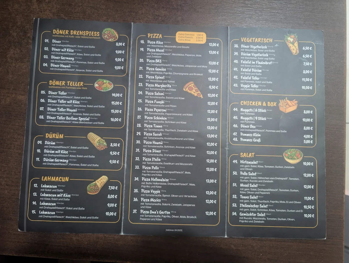 Speisekarte, Mosel Grill