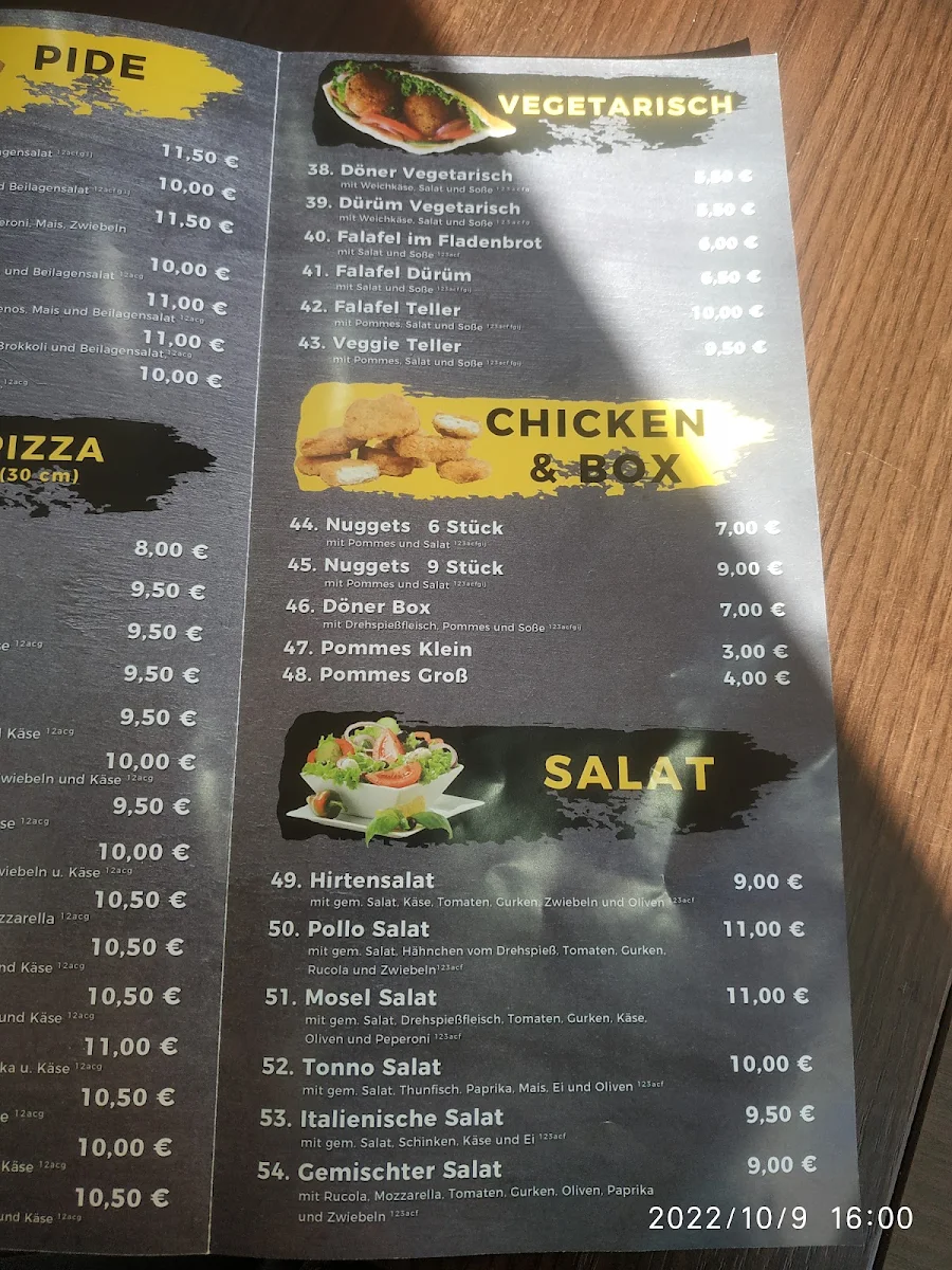 Speisekarte, Mosel Grill