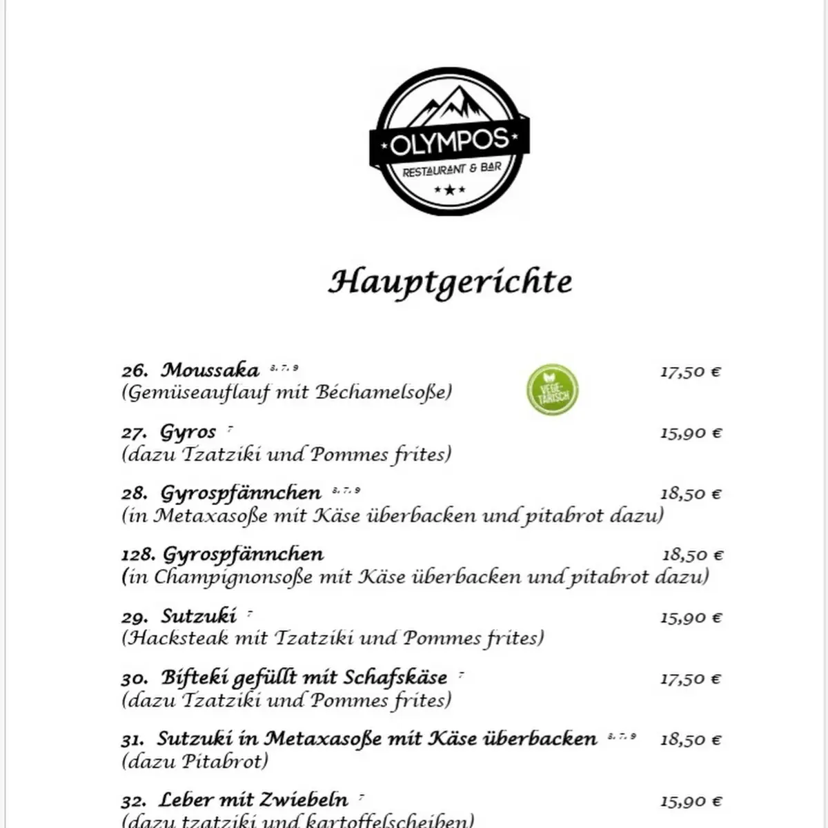 Speisekarte photo 1