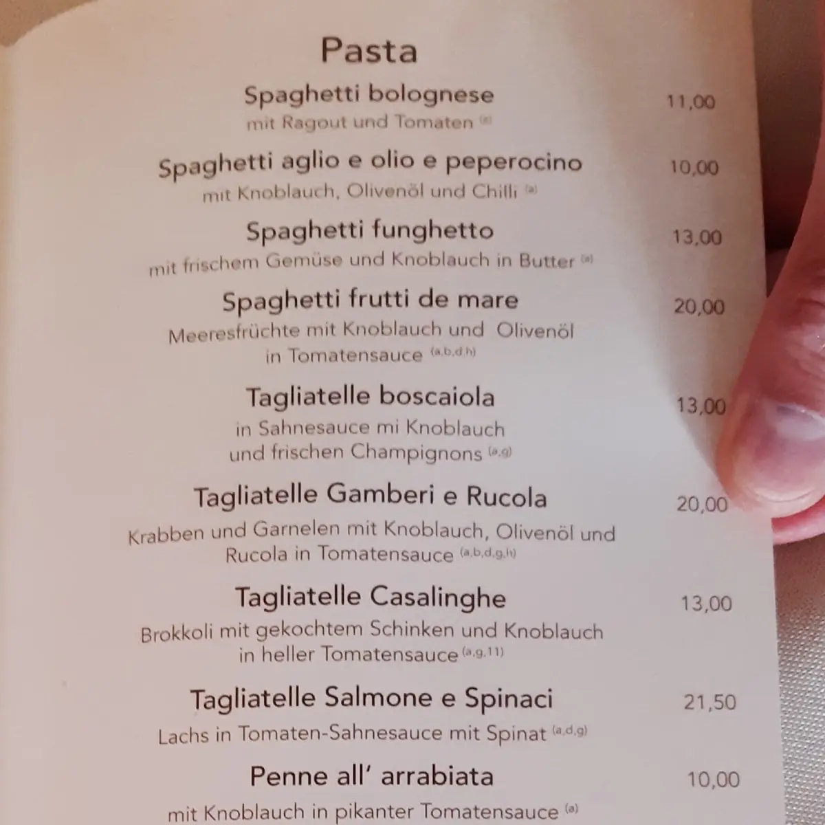 Speisekarte, Ristorante Mamma Mia
