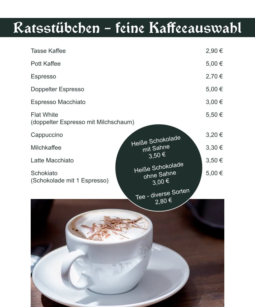 Speisekarte, Ratsstübchen Ratingen