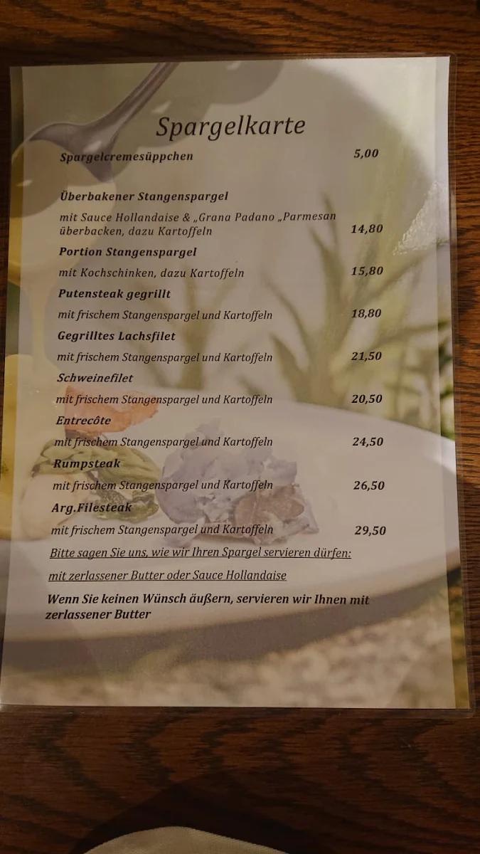 Speisekarte, Gaststätte Warsteiner Stiefel