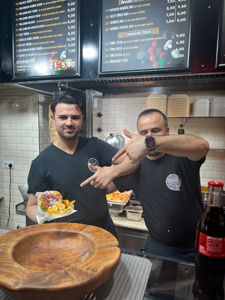 Speisekarte, 7 Days Gemüse Kebab & Burger