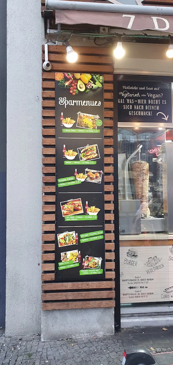 Speisekarte, 7 Days Gemüse Kebab & Burger