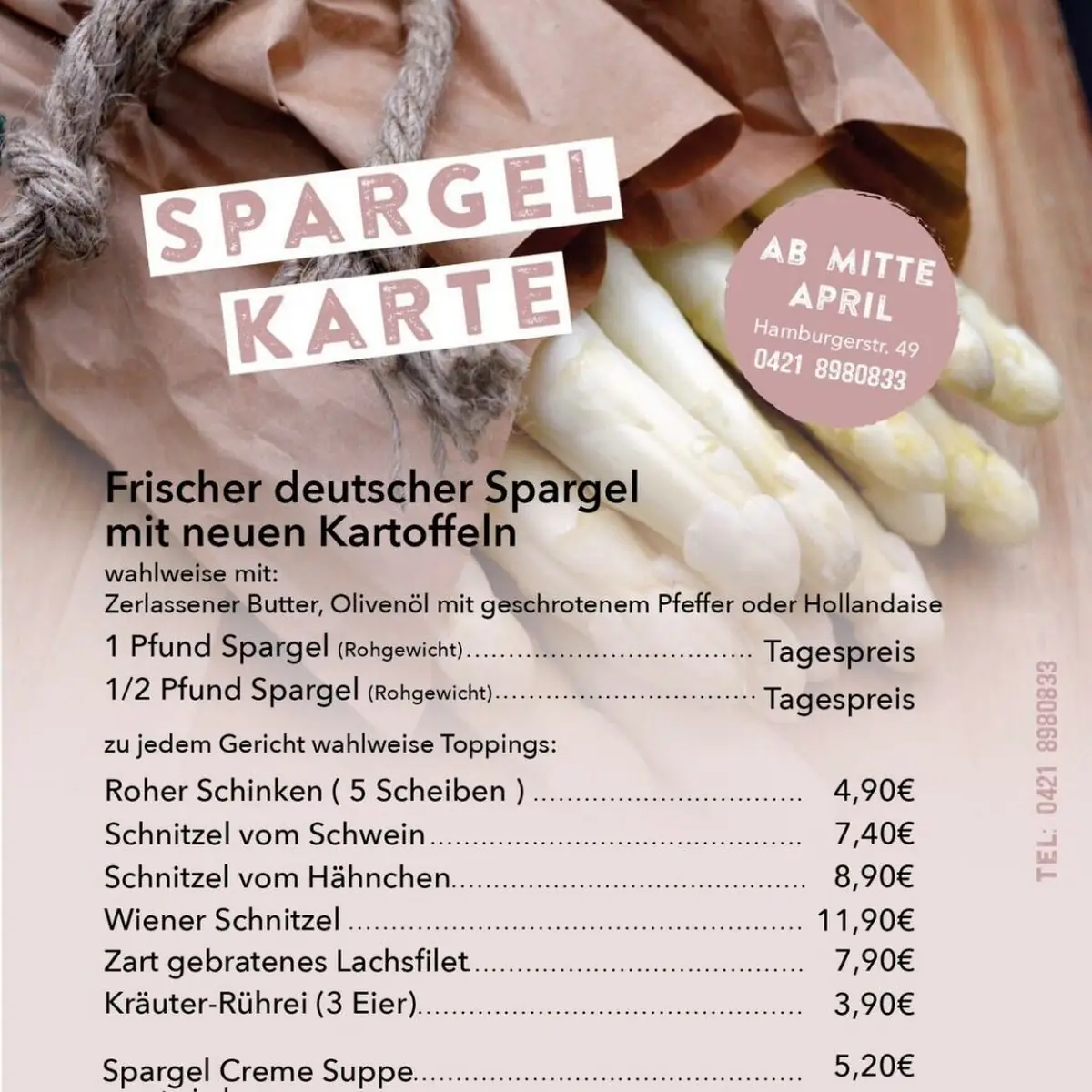 Speisekarte, Wirtshaus