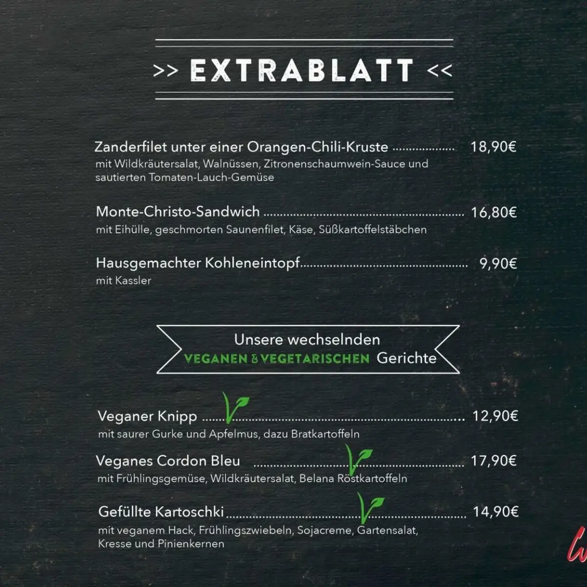 Speisekarte, Wirtshaus