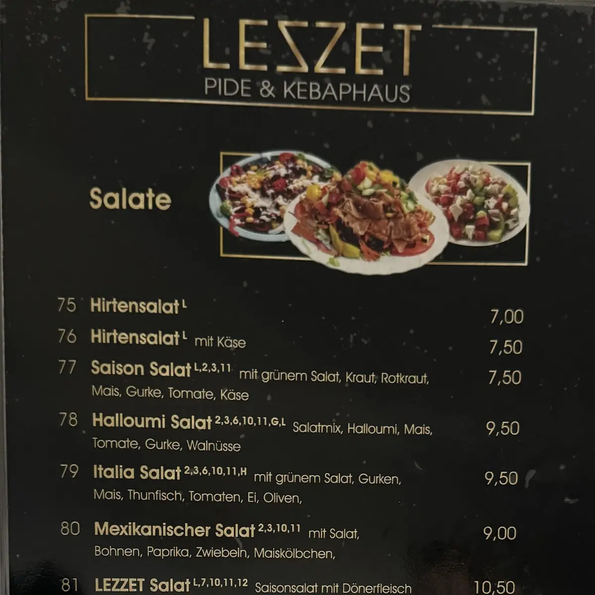 Speisekarte, Restaurant Lezzet