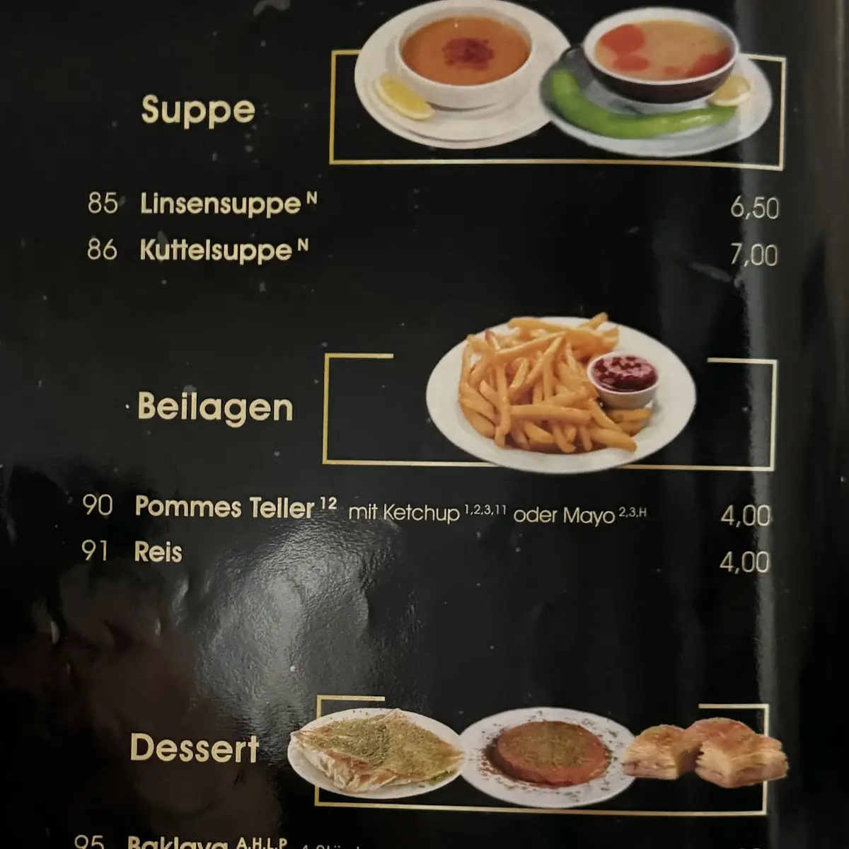 Speisekarte, Restaurant Lezzet