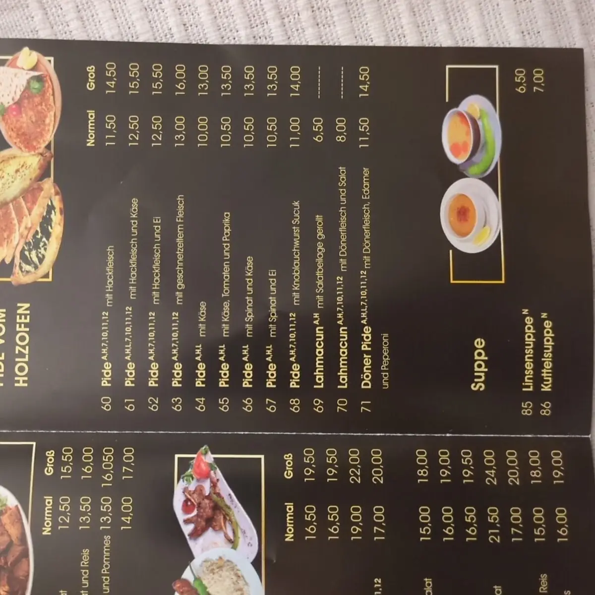 Speisekarte, Restaurant Lezzet