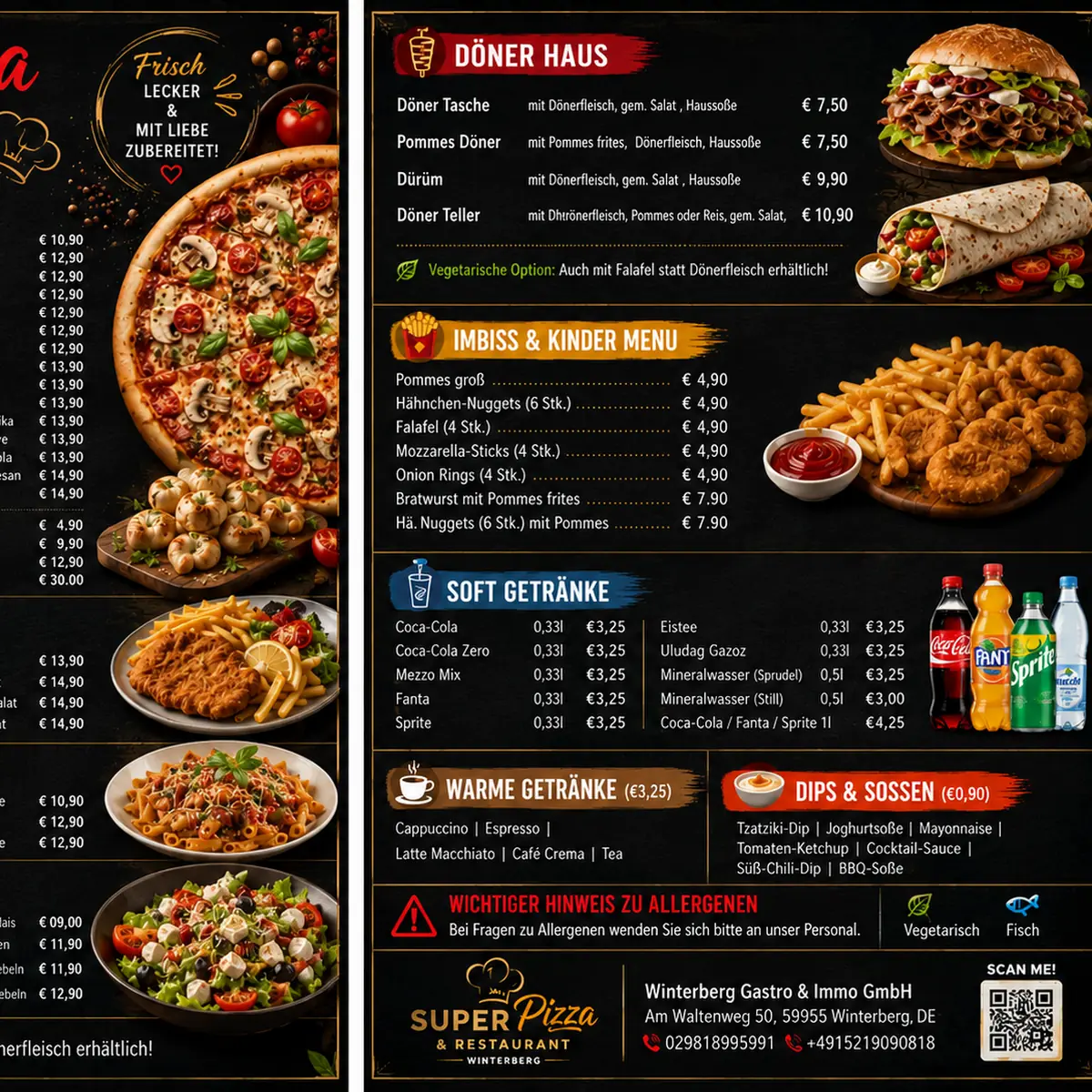 Speisekarte, Super Pizza & Restaurant