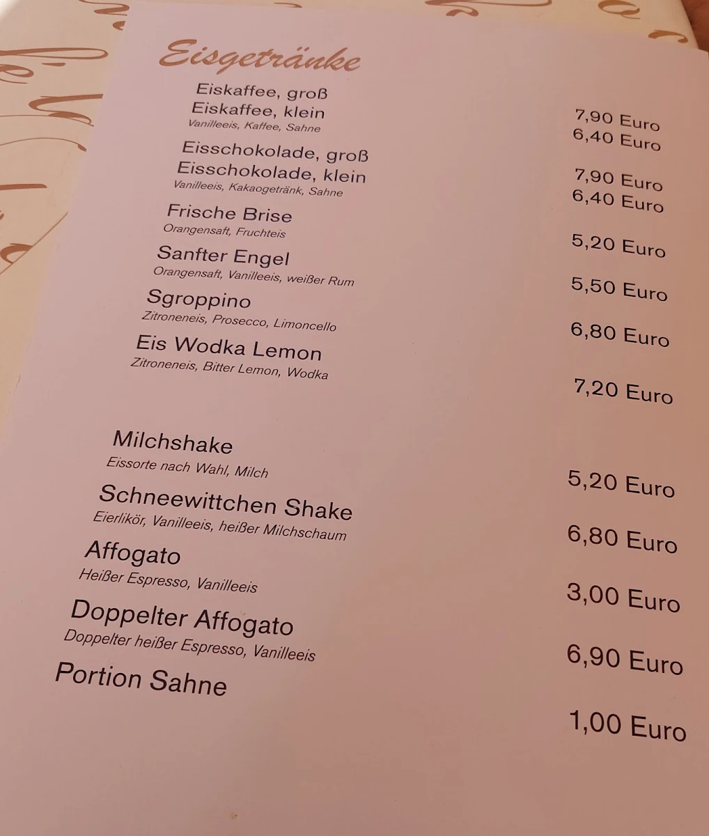Speisekarte, Kleine Konditorei Geis