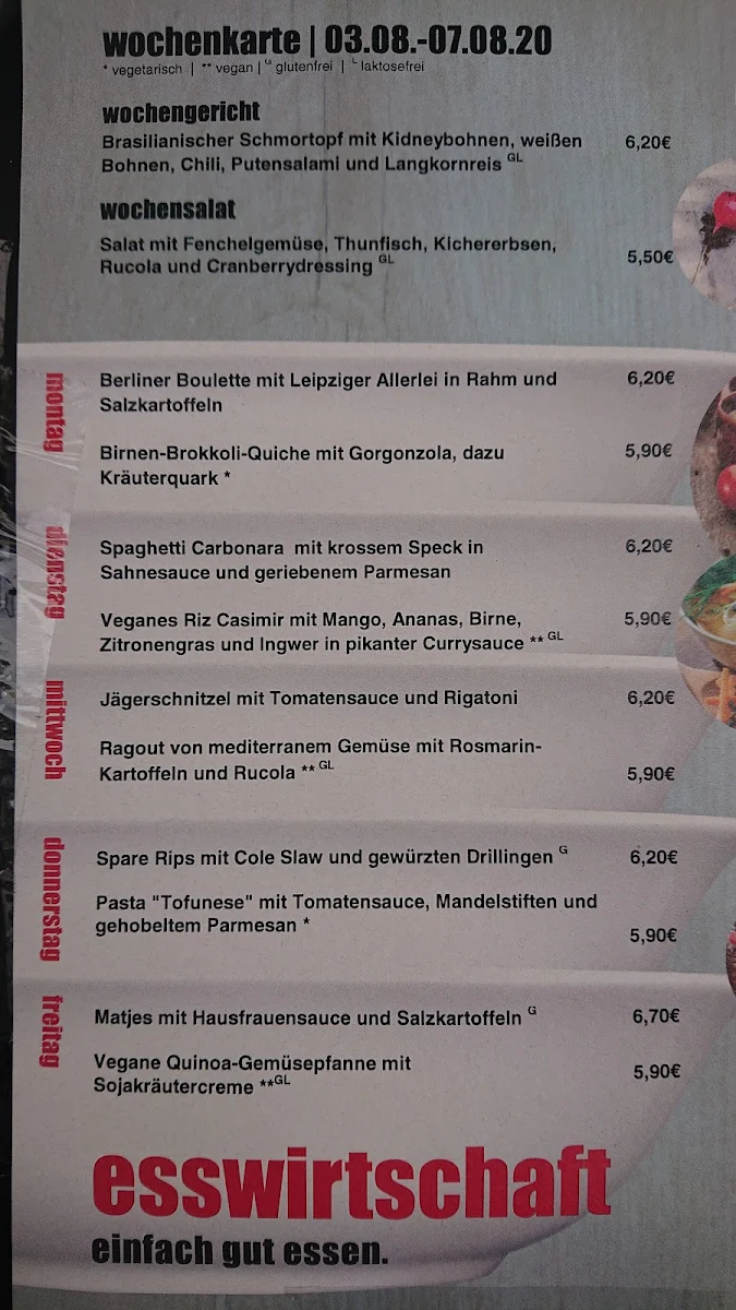 Speisekarte, esswirtschaft | südkreuz