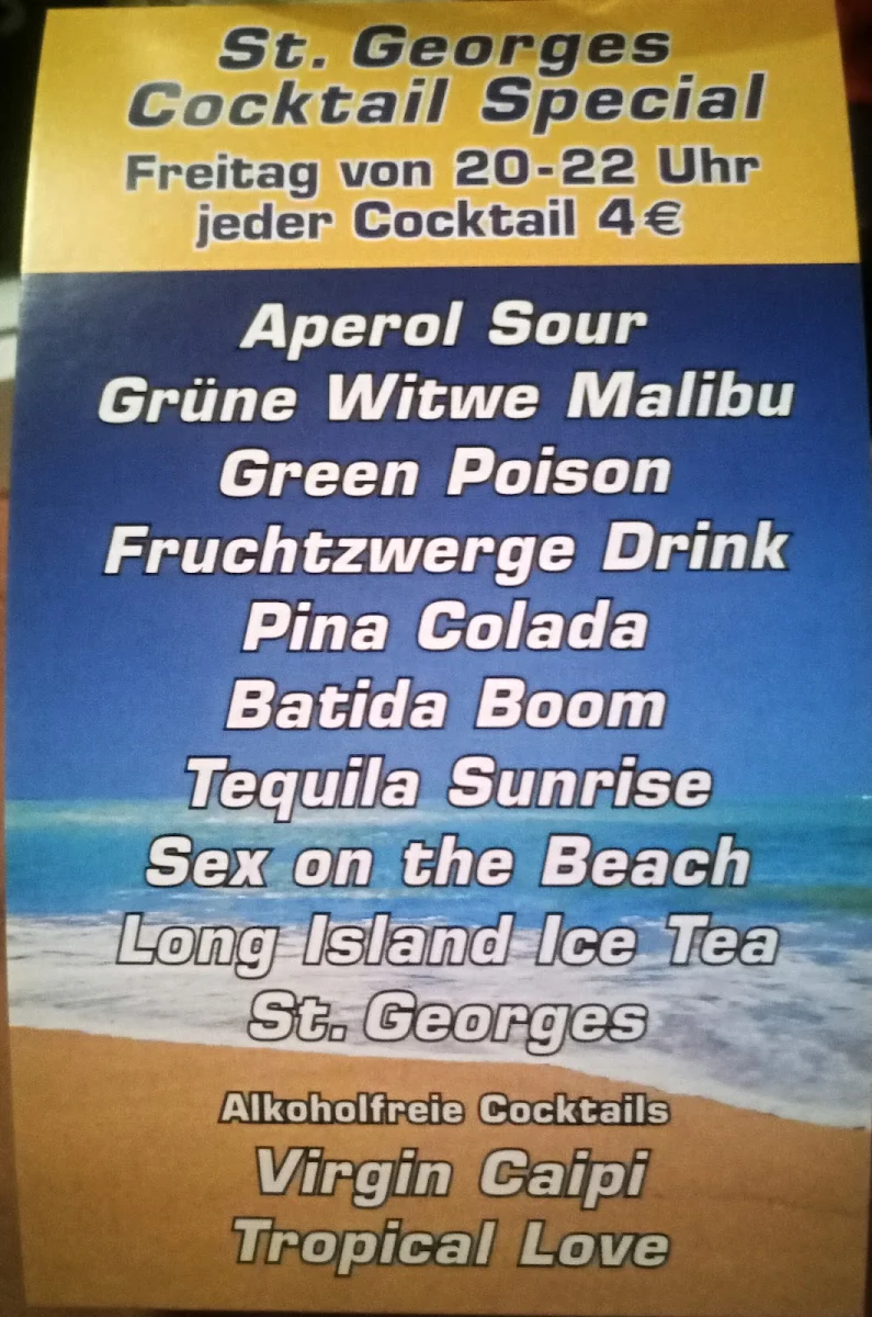 Speisekarte, St. Georges