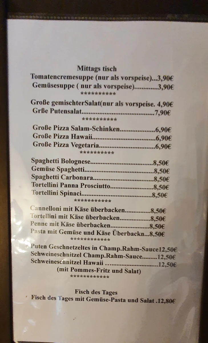 Speisekarte, Ristorante Madonnina