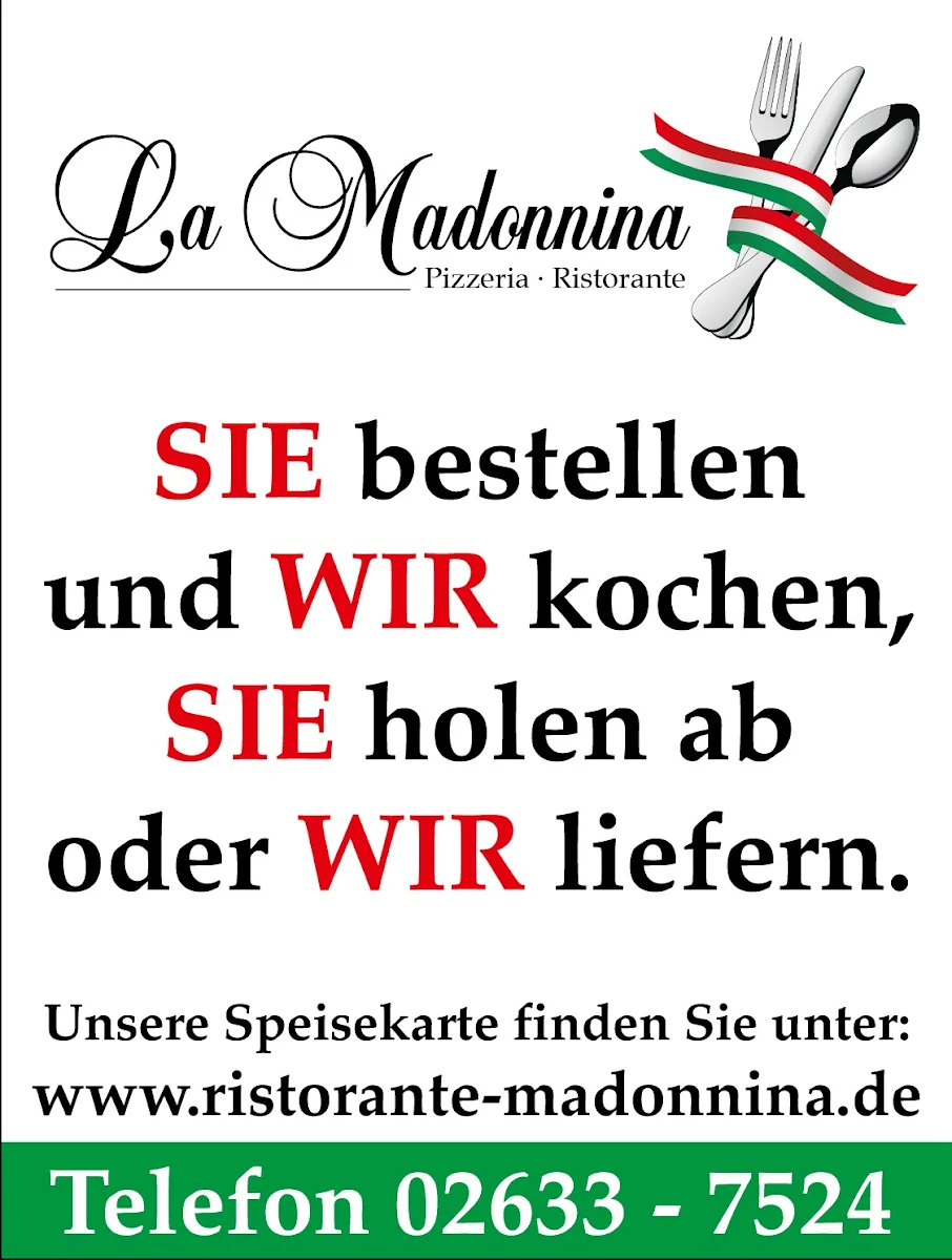 Speisekarte, Ristorante Madonnina