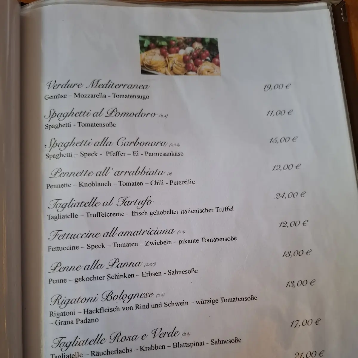Speisekarte, La dolce Vita