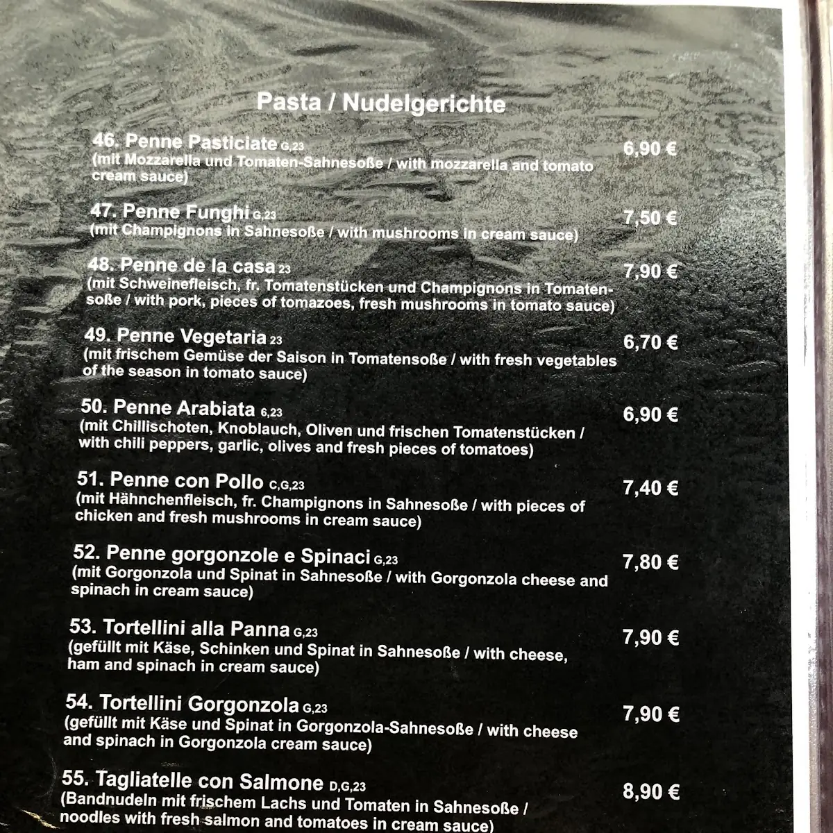 Speisekarte, La Focaccia