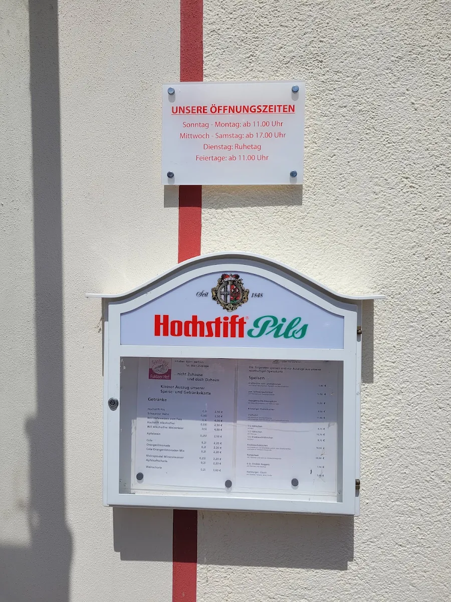 Speisekarte, Gasthaus Fuldaer Hof