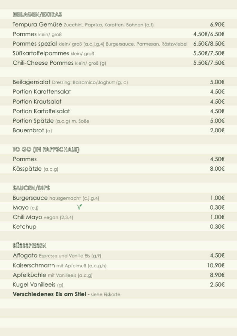 Speisekarte, Offside