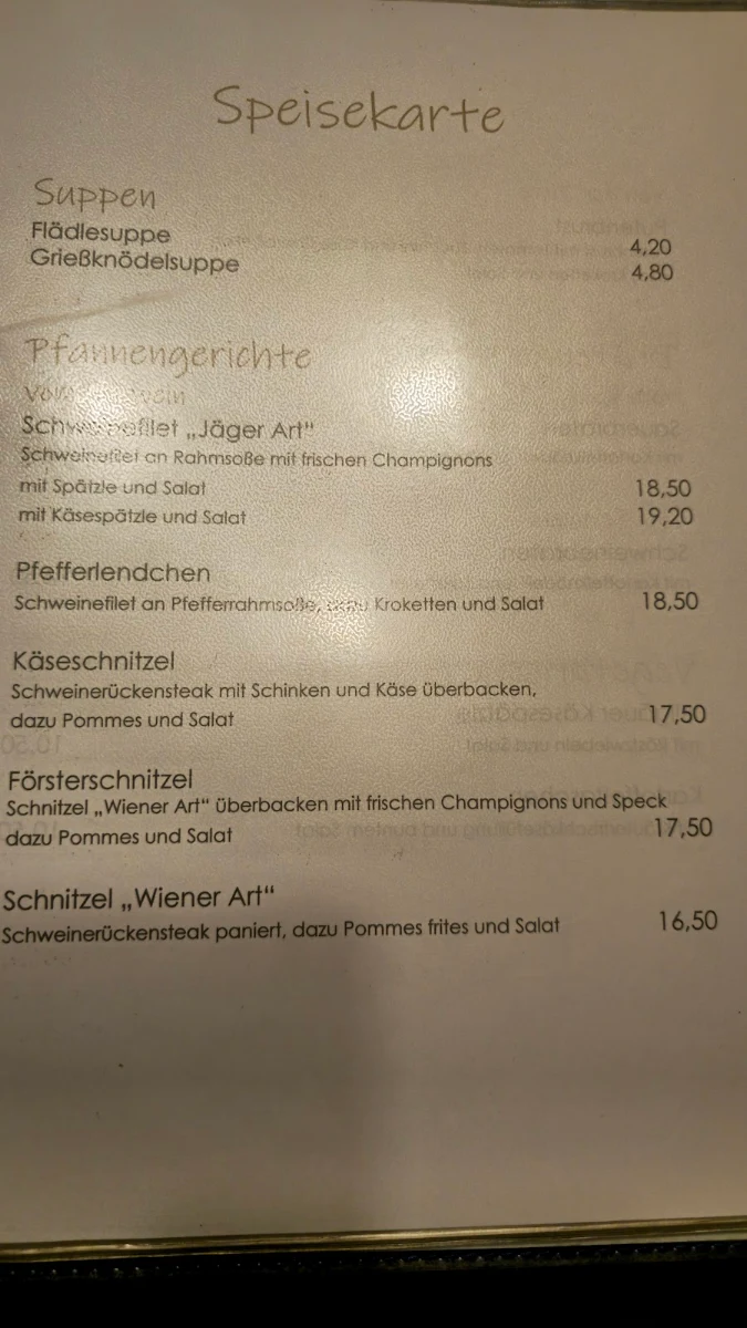 Speisekarte, Gasthof & Pension zur Ente