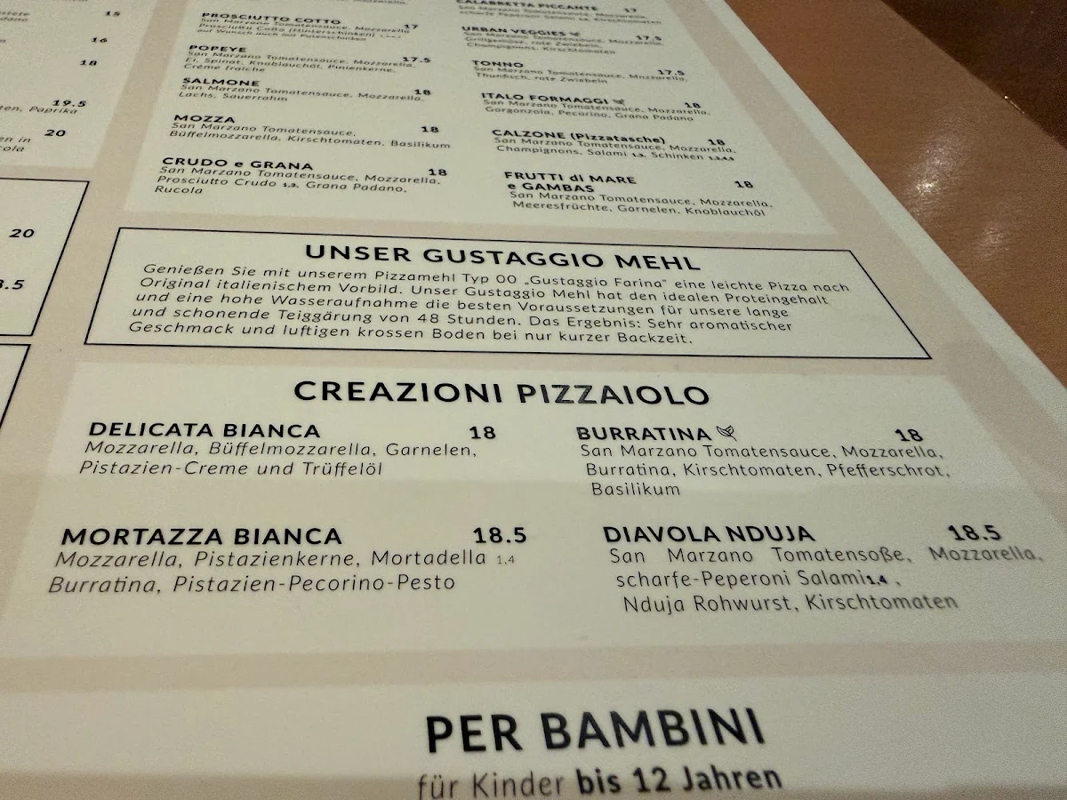 Speisekarte, Gustaggio - Pizzathek - Pastaria & Bar
