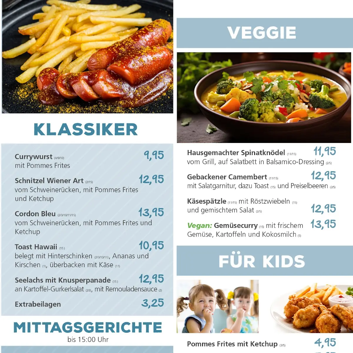Speisekarte, Wanninger Schlemmertreff - Restaurant & Cafe in Straubing