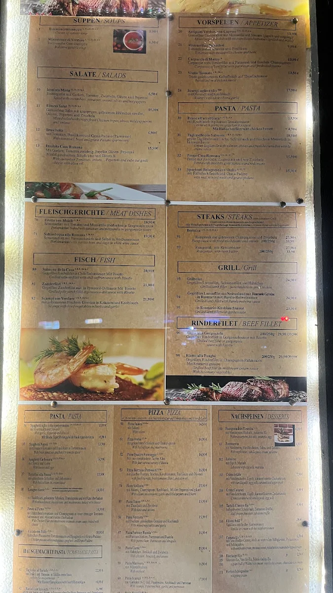 Speisekarte, Casa Romana - Ristorante Italiano