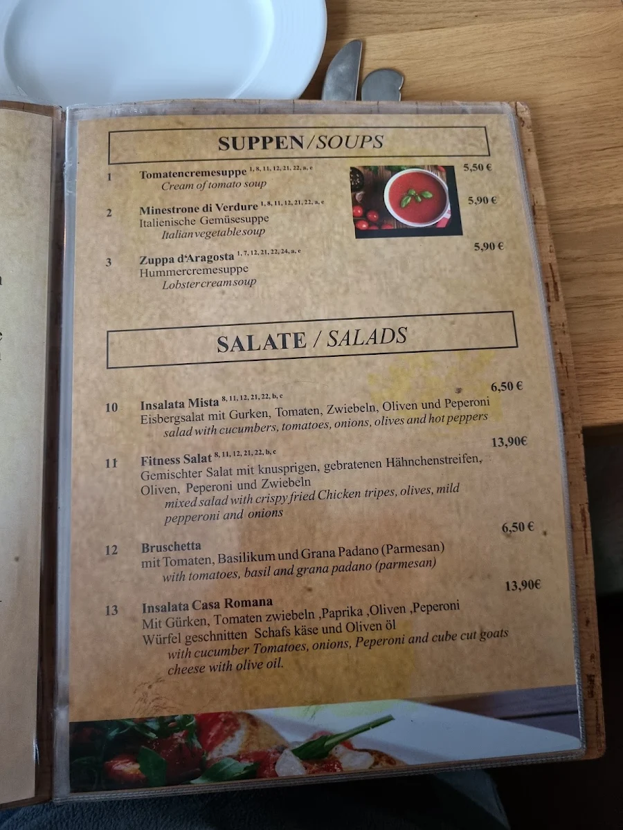 Speisekarte, Casa Romana - Ristorante Italiano