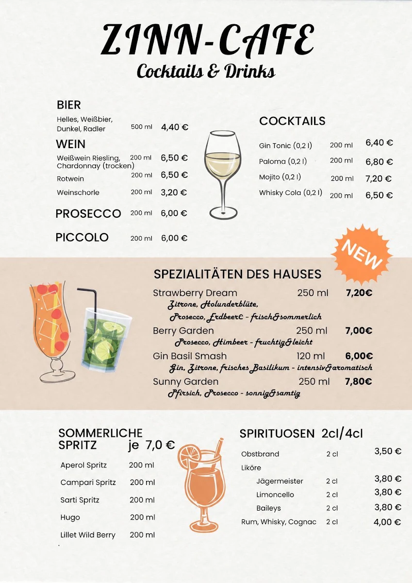 Speisekarte, Zinncafe - Olena Kholodulina