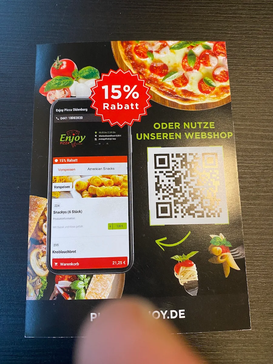 Speisekarte, Enjoy Pizza Oldenburg