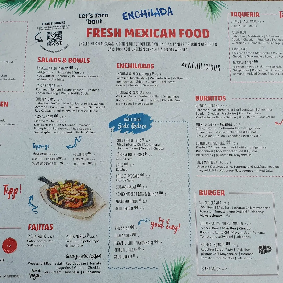 Speisekarte, Enchilada Nürnberg
