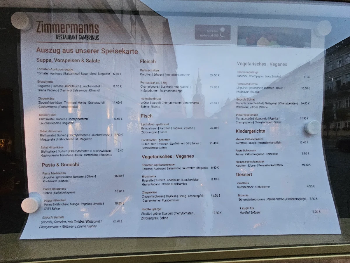 Speisekarte, Gambrinus