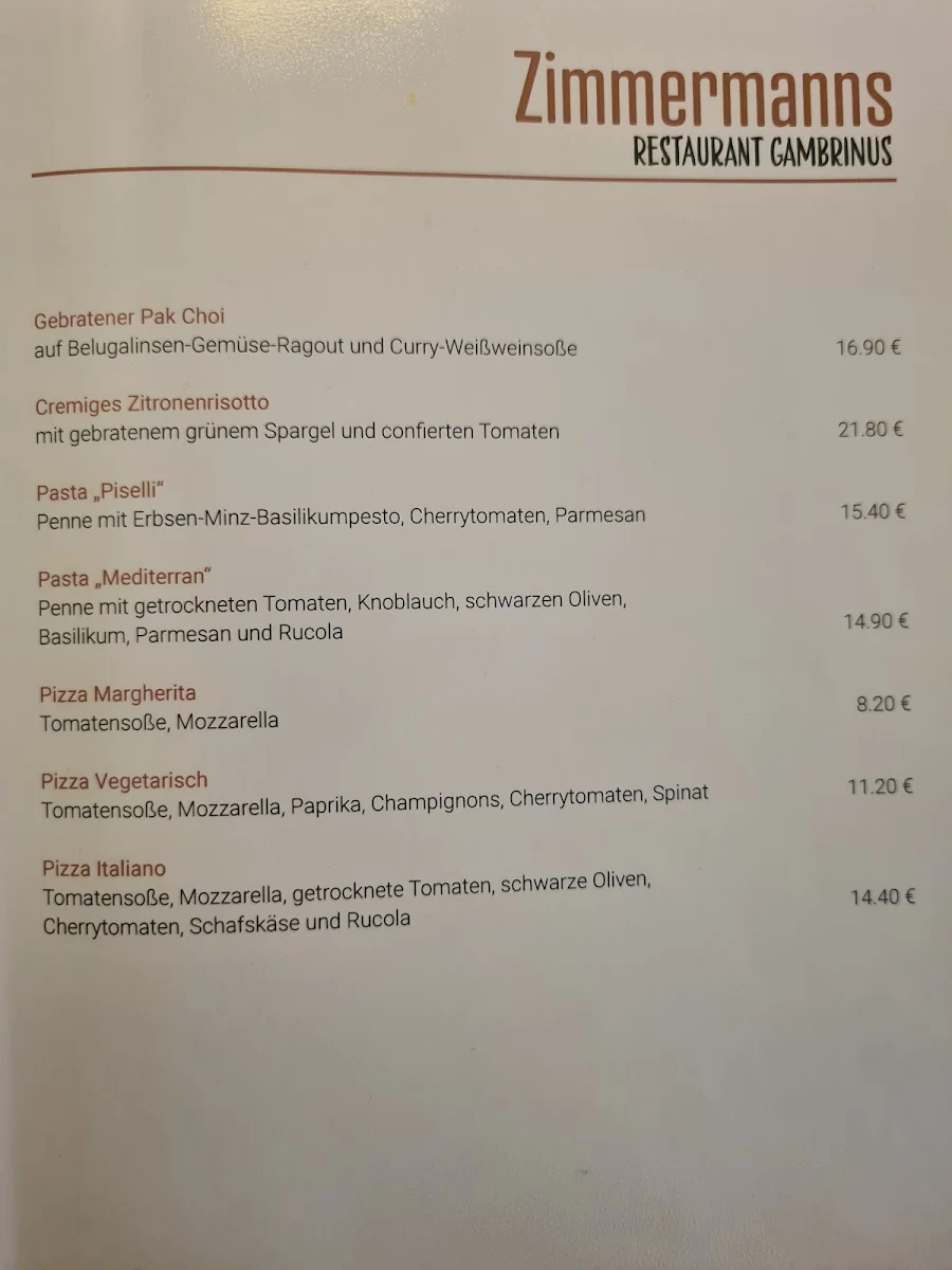 Speisekarte, Gambrinus