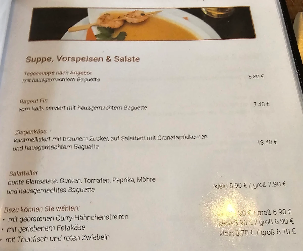 Speisekarte, Gambrinus