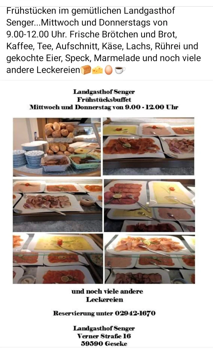 Speisekarte, Landgasthof Senger