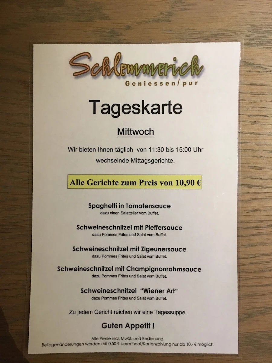 Speisekarte, Schlemmerich