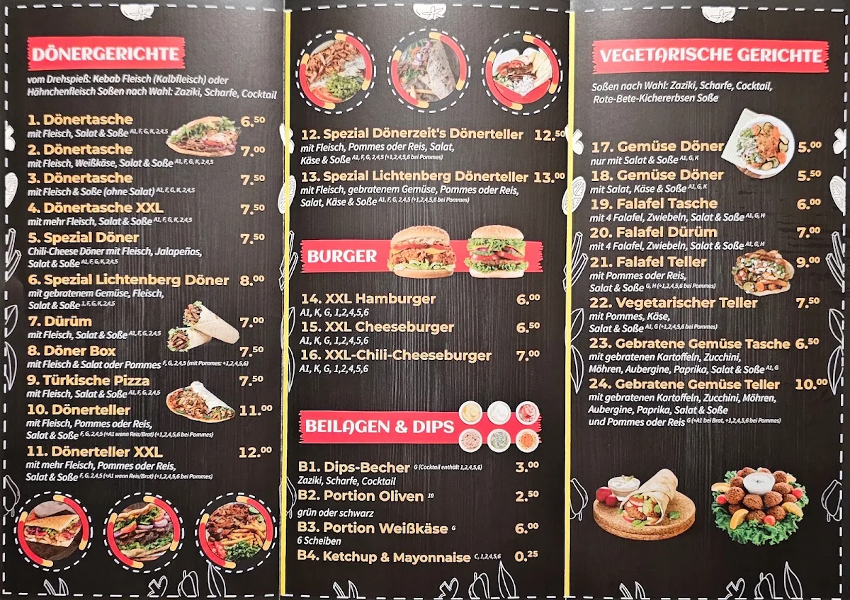 Speisekarte, Döner zeit