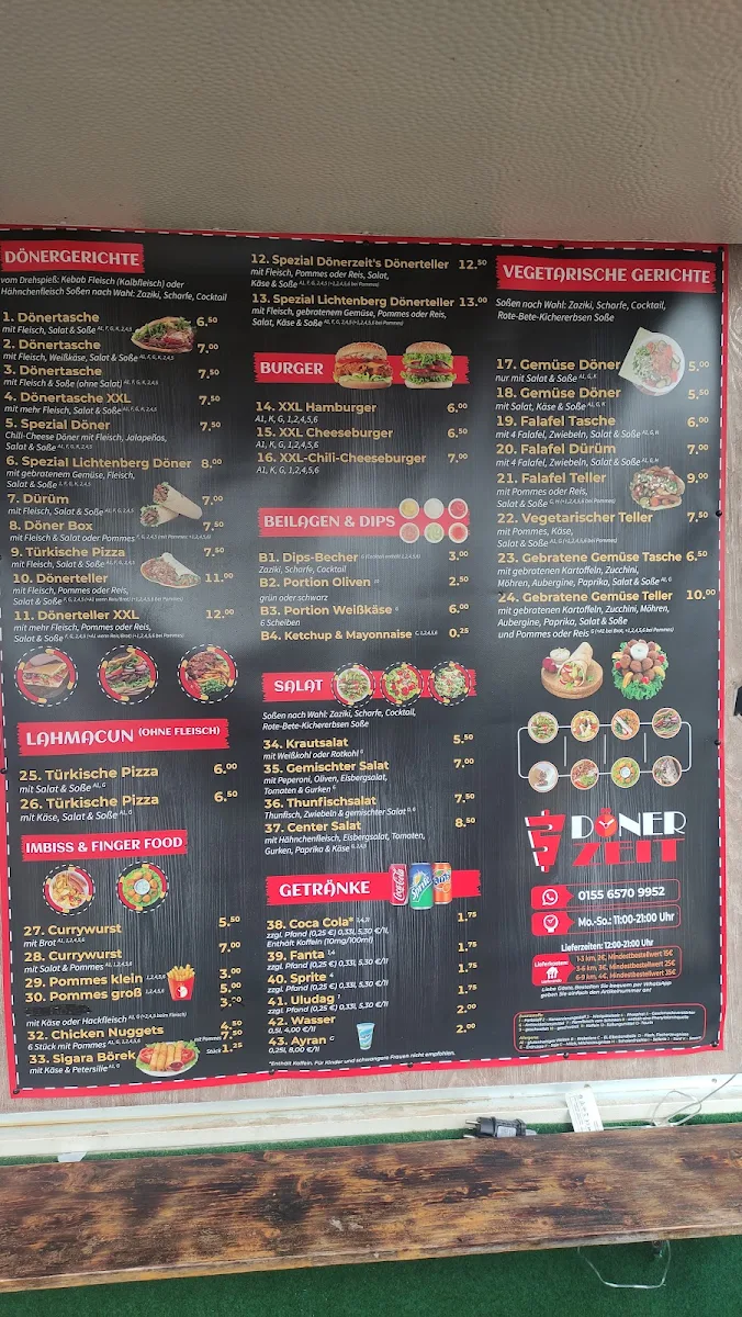 Speisekarte, Döner zeit