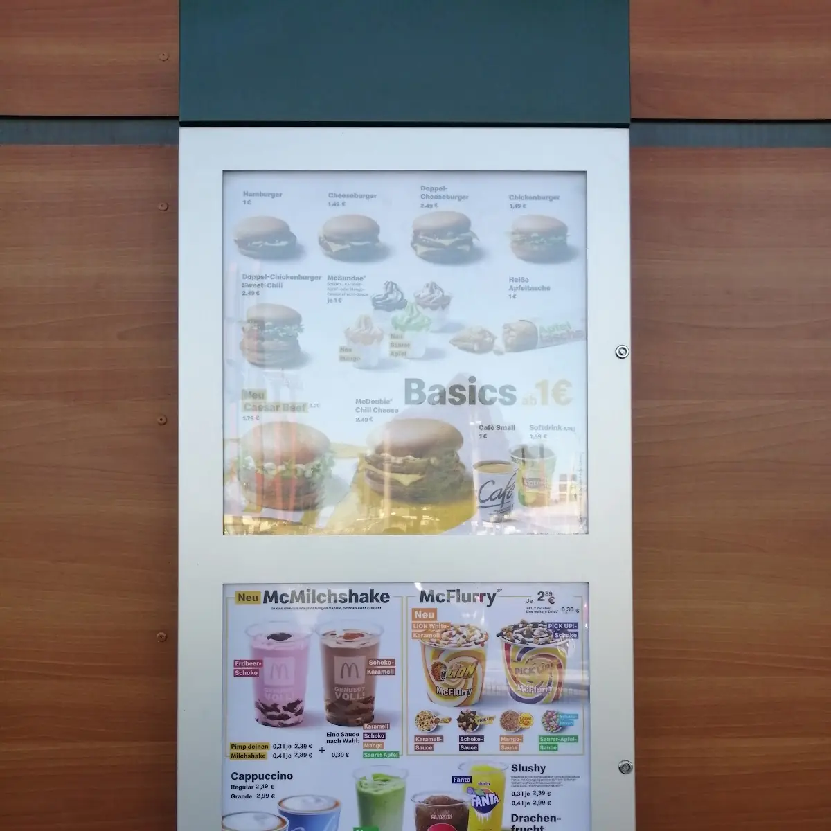 Speisekarte, McDonald's