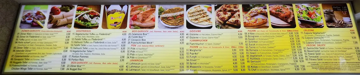 Speisekarte, Imbiss Bärenweg
