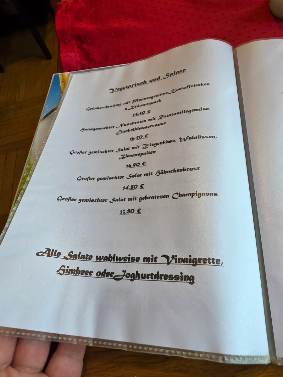 Speisekarte, Burgrestaurant Altena