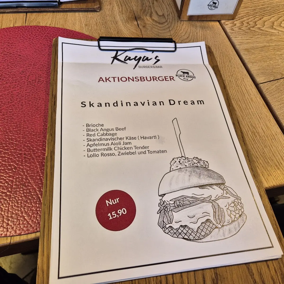 Speisekarte, Kayas Burger & Bar Homburg