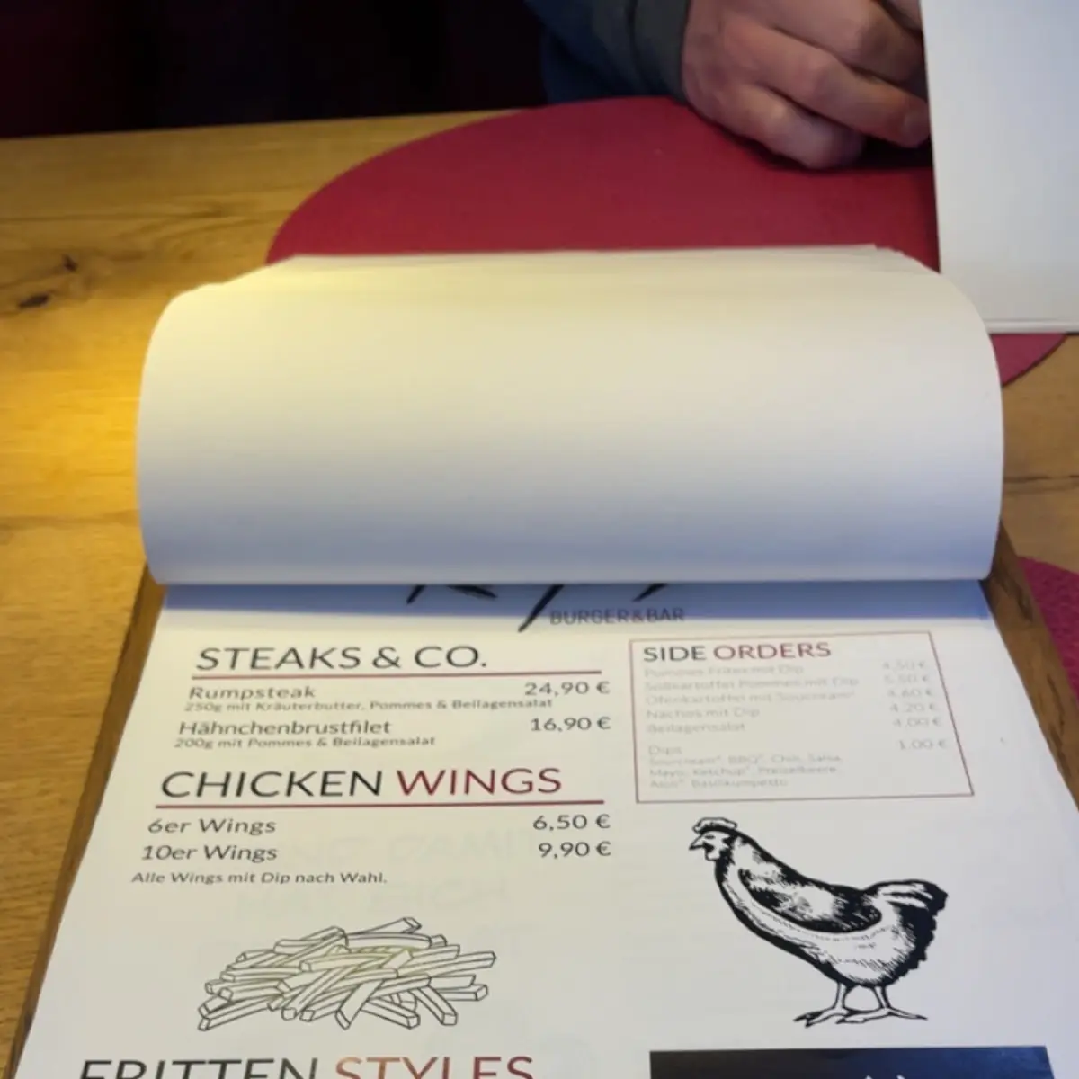 Speisekarte, Kayas Burger & Bar Homburg