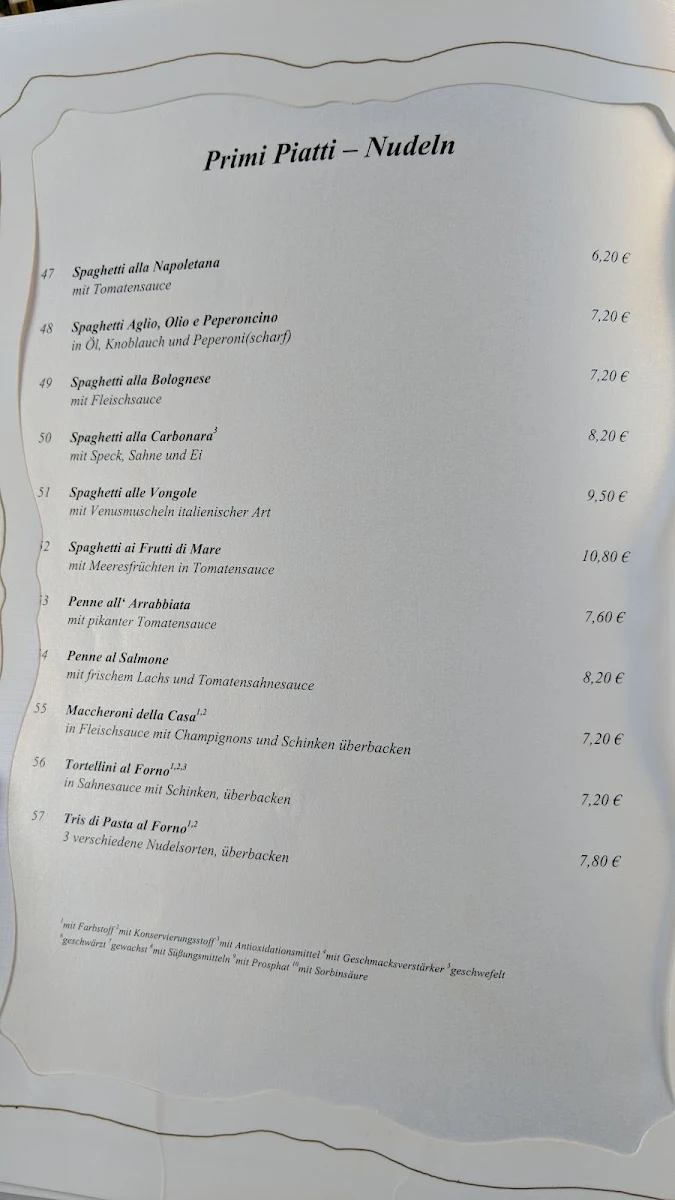 Speisekarte, La Grappa