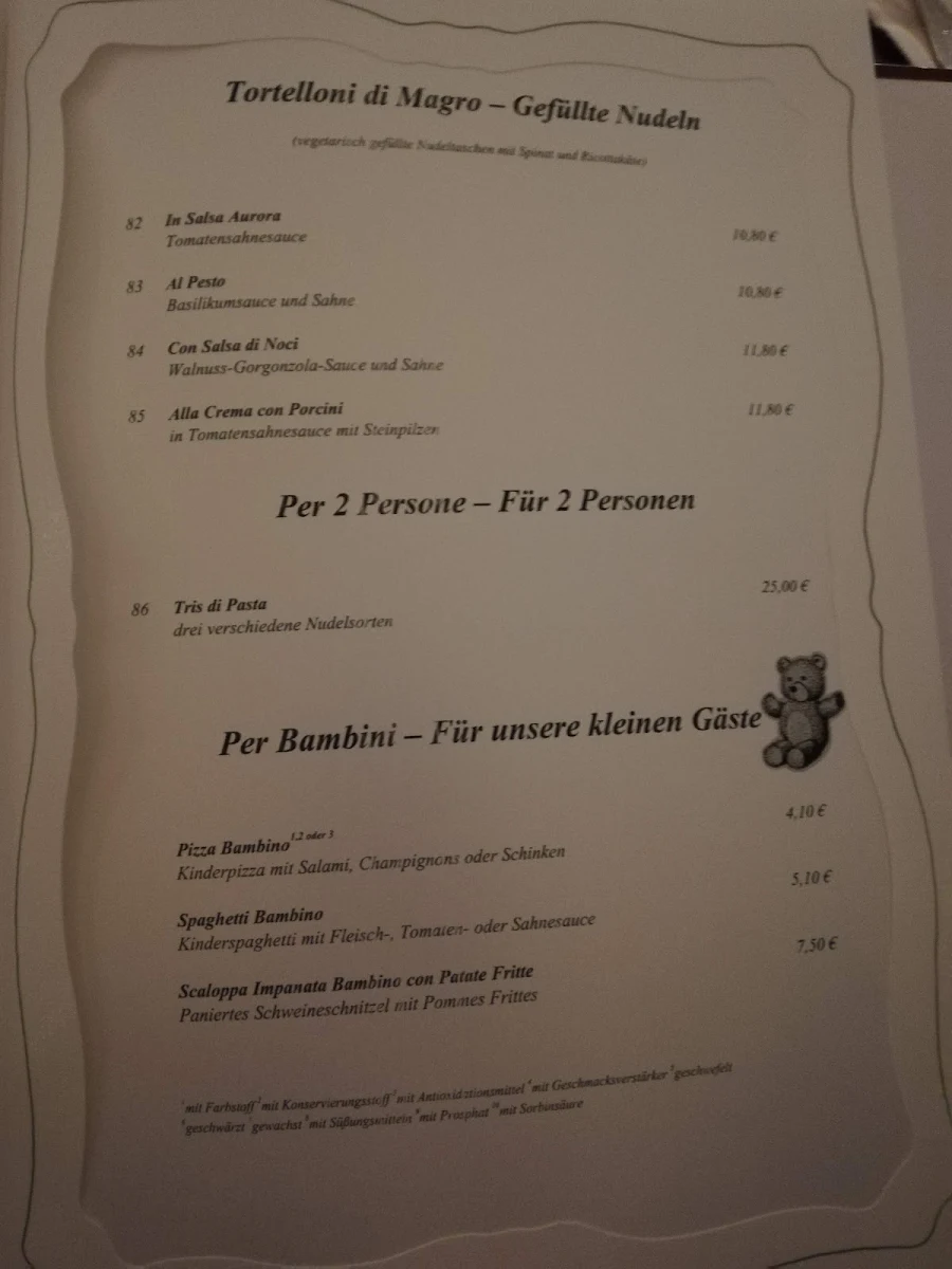 Speisekarte, La Grappa