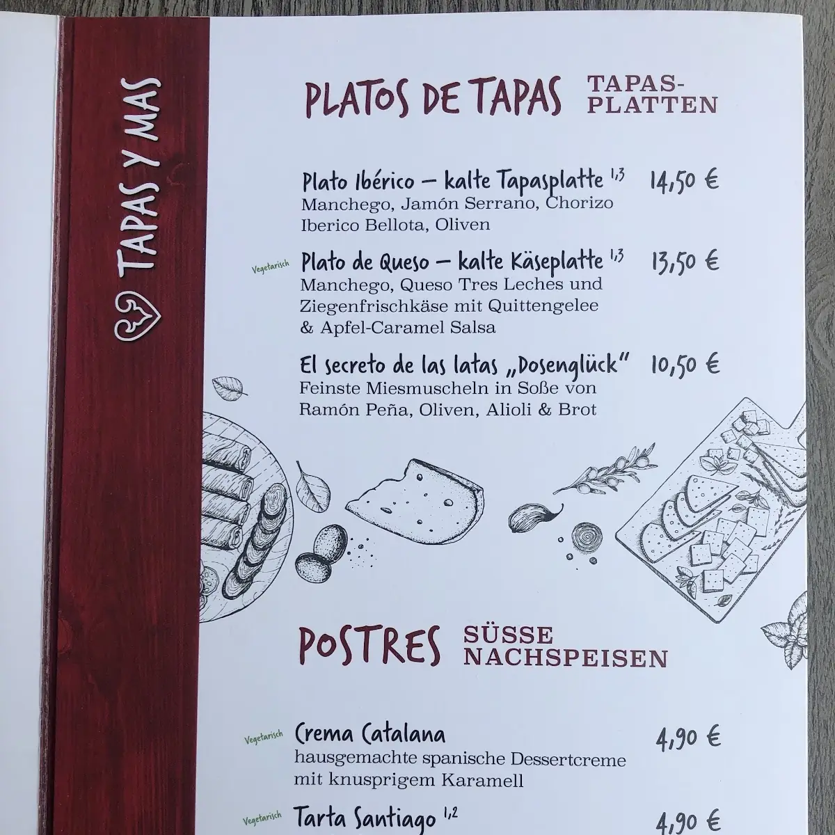 Speisekarte, Bodega Bühlot