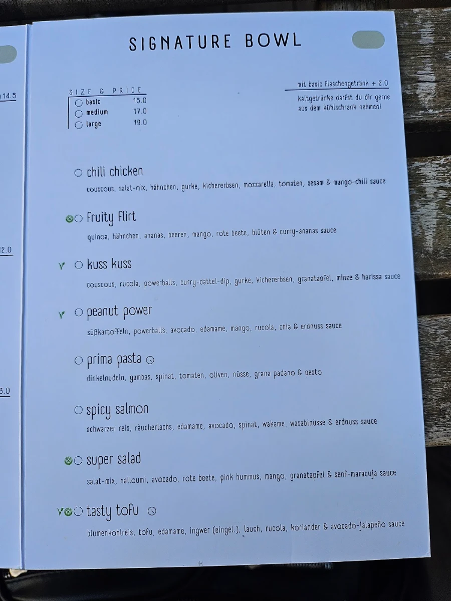Speisekarte, Café Beezou