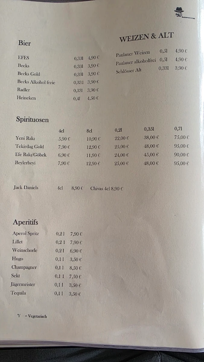 Speisekarte, Biko Restaurant & Café UG